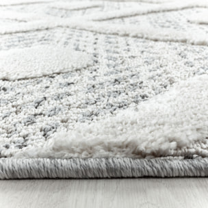 PISA - Tapis de salon rond à motif losange gris - PIS4707GRI