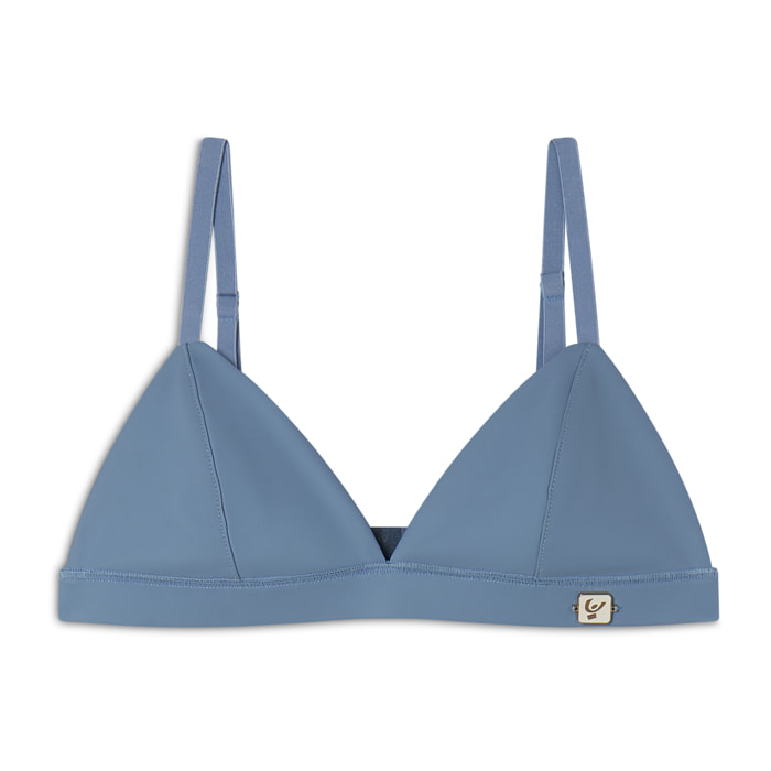 Top a triangolo in similpelle laminata