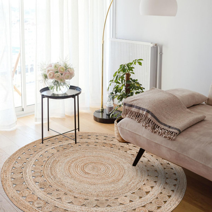Tapis rond 200x200 rond JT RONDI Beige , tapis jute artisanal