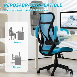 Silla de Escritorio de Malla Silla de Oficina Giratoria con Altura Ajustable Reposabrazos Abatibles y Función de Basculante Silla para Estudio Carga 120 kg Azul Claro