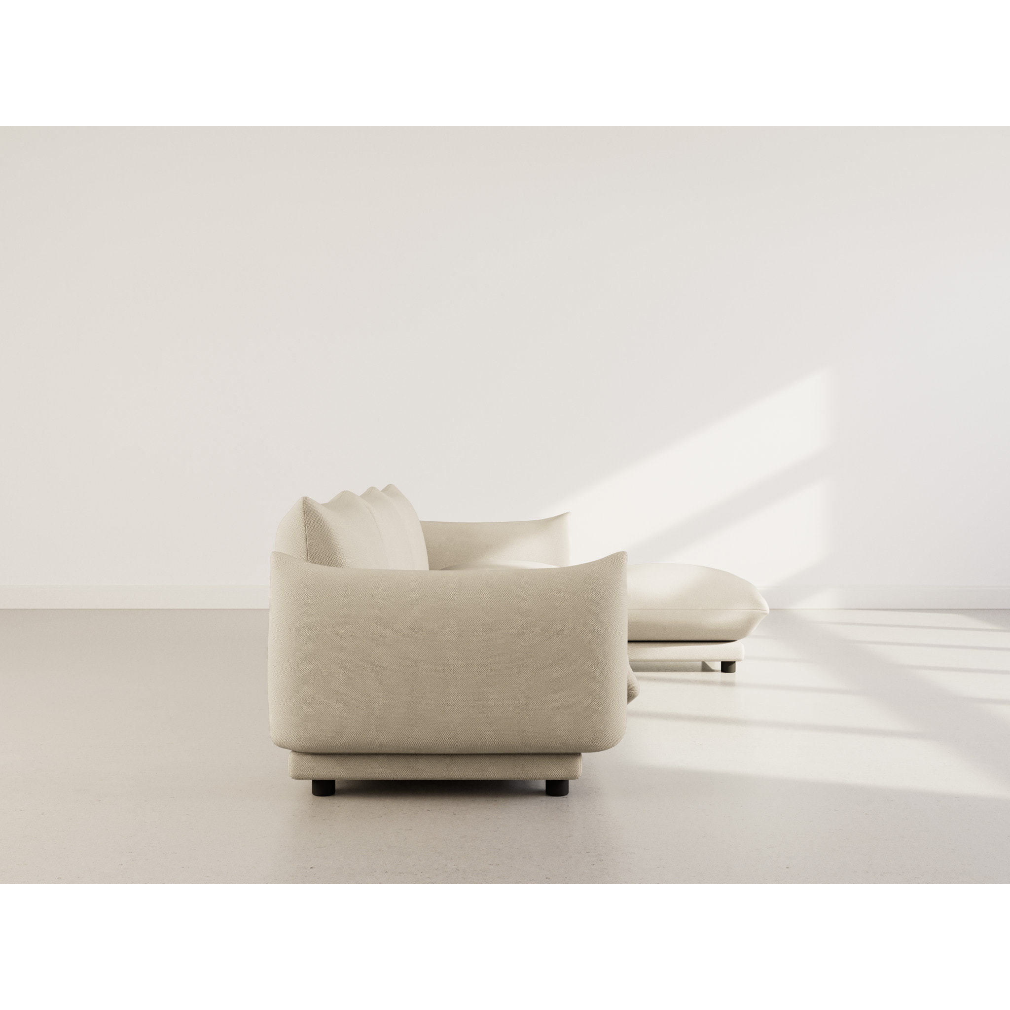 Jeanne - Canapé modulable d'angle réversible 4 places en velours texturé - Beige