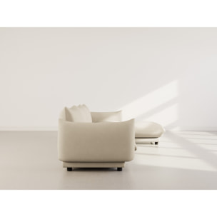 Jeanne - Canapé modulable d'angle réversible 4 places en velours texturé - Beige