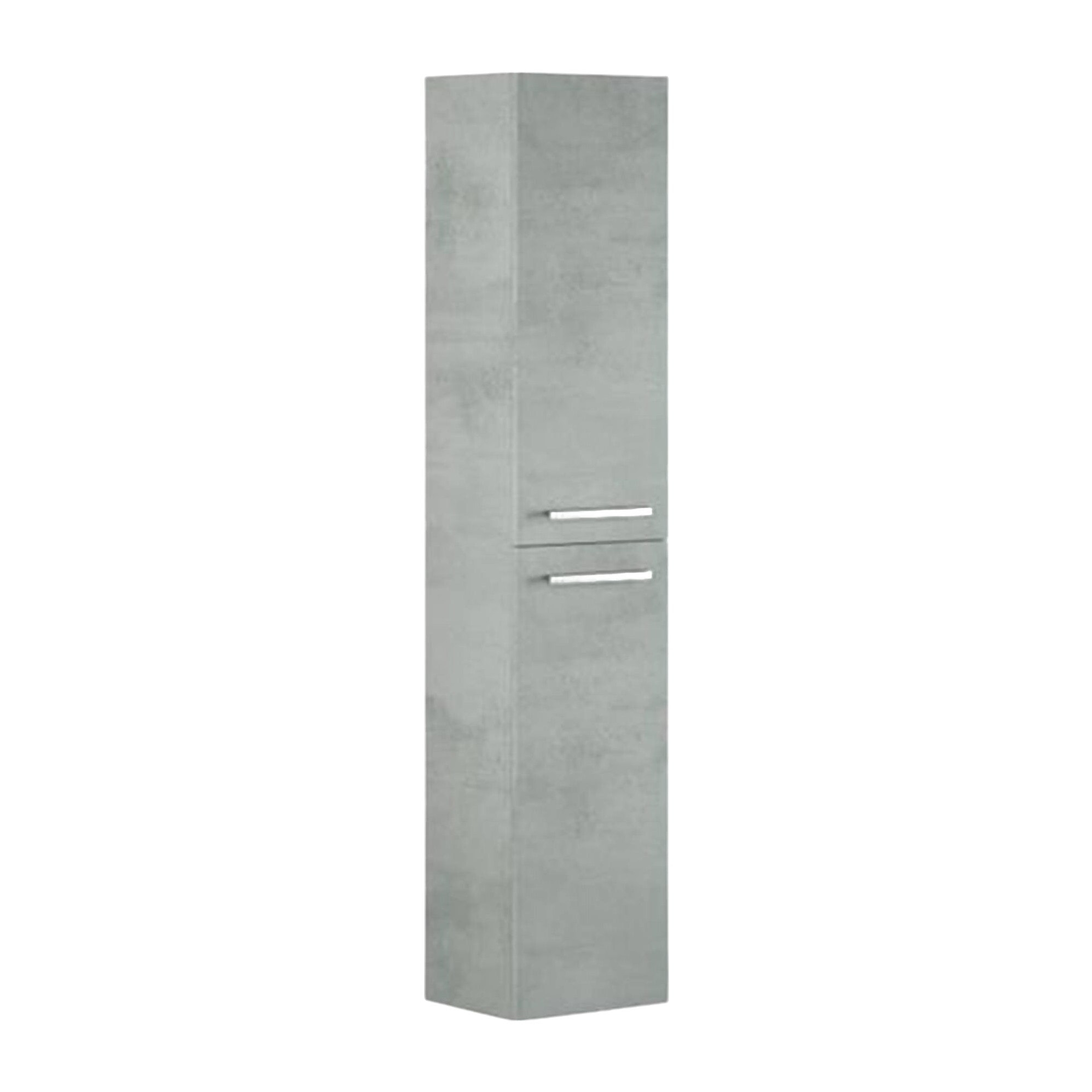 Colonna bagno Alexandria, Mobile a colonna per bagno a 2 ante, Armadio pensile sospeso con 2 ripiani, cm 30x25h150, Grigio cemento