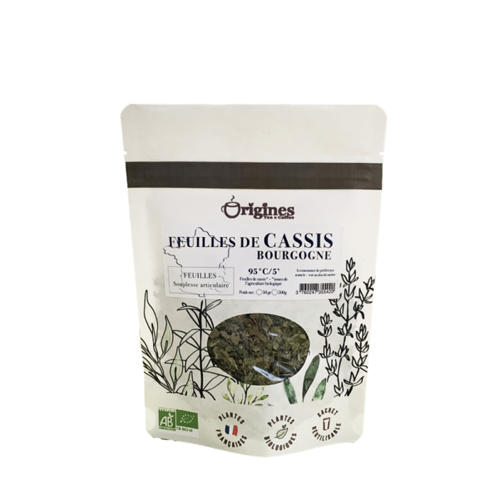 Feuilles de Cassis de Bourgogne - Plantes naturelles Bio françaises - Sachet 50g