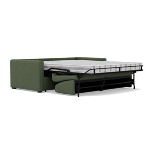 Julia - canapé 3 places convertible couchage quotidien matelas 14 cm en tissu - Vert