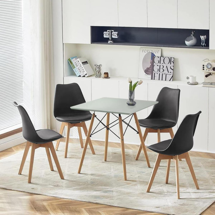 Tavolo cucina 140 cm con top effetto marmo grigio chiaro - Gabry