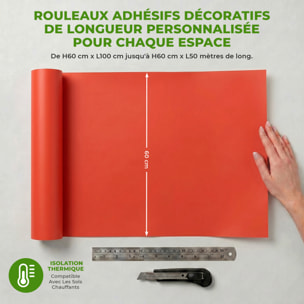 Rouleau adhésif décoratif Vinyle au Mètre - Rouge coquelicot - Sticker Lavable Imperméable Mur Cuisine Meubles