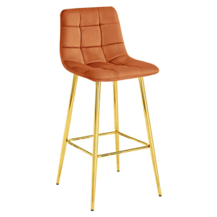 Sgabello Arceto in velluto color rame e gambe dorate