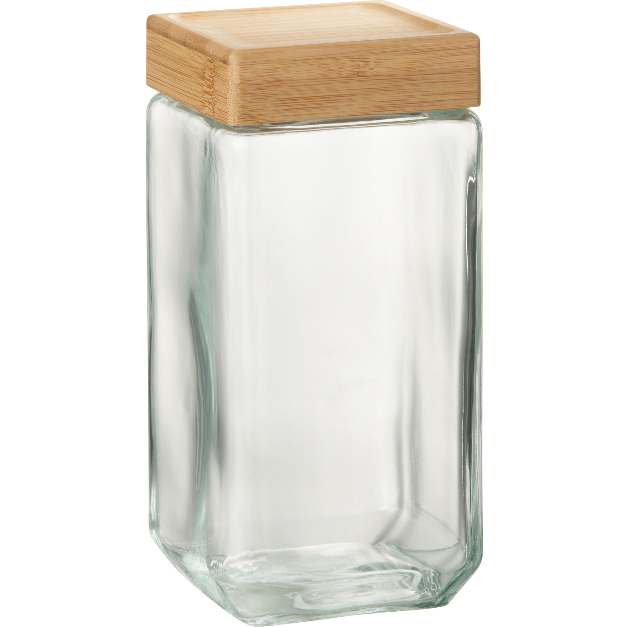 J-Line pot de conservation Louis - verre/bambou - transparent/naturel -  extra large