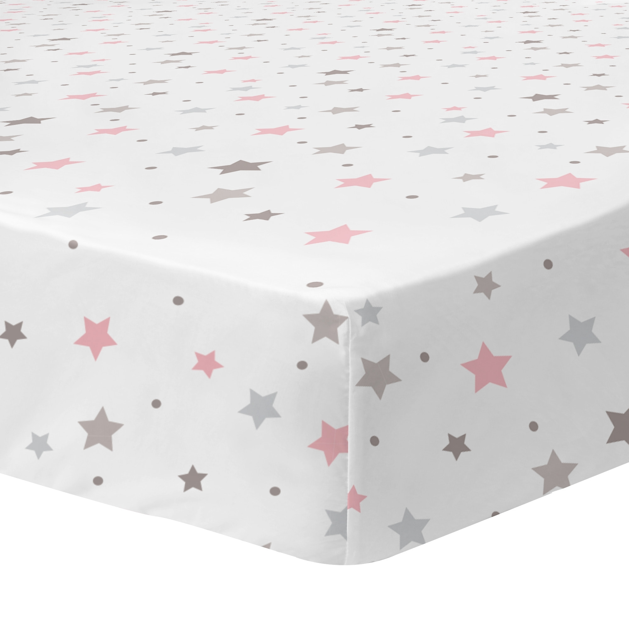 Drap-housse imprimé 100% coton, SWEET DREAMS PINK