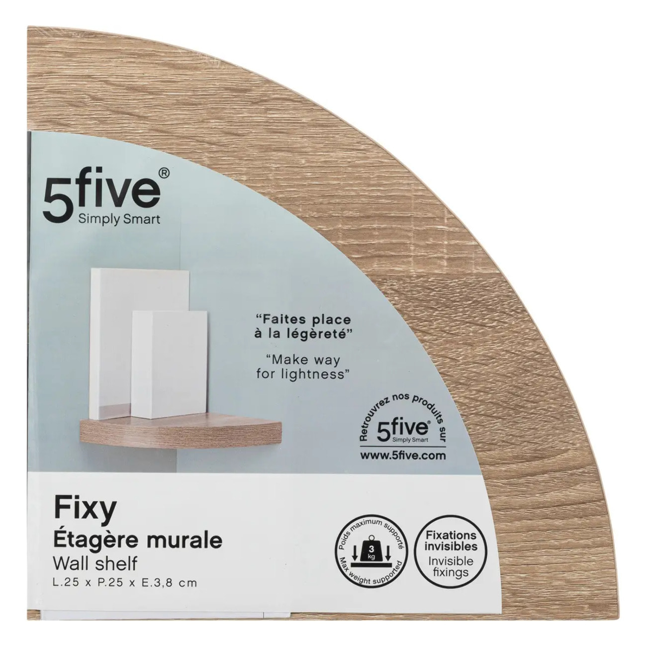Étagère d'angle "Fixy" effet chêne naturel