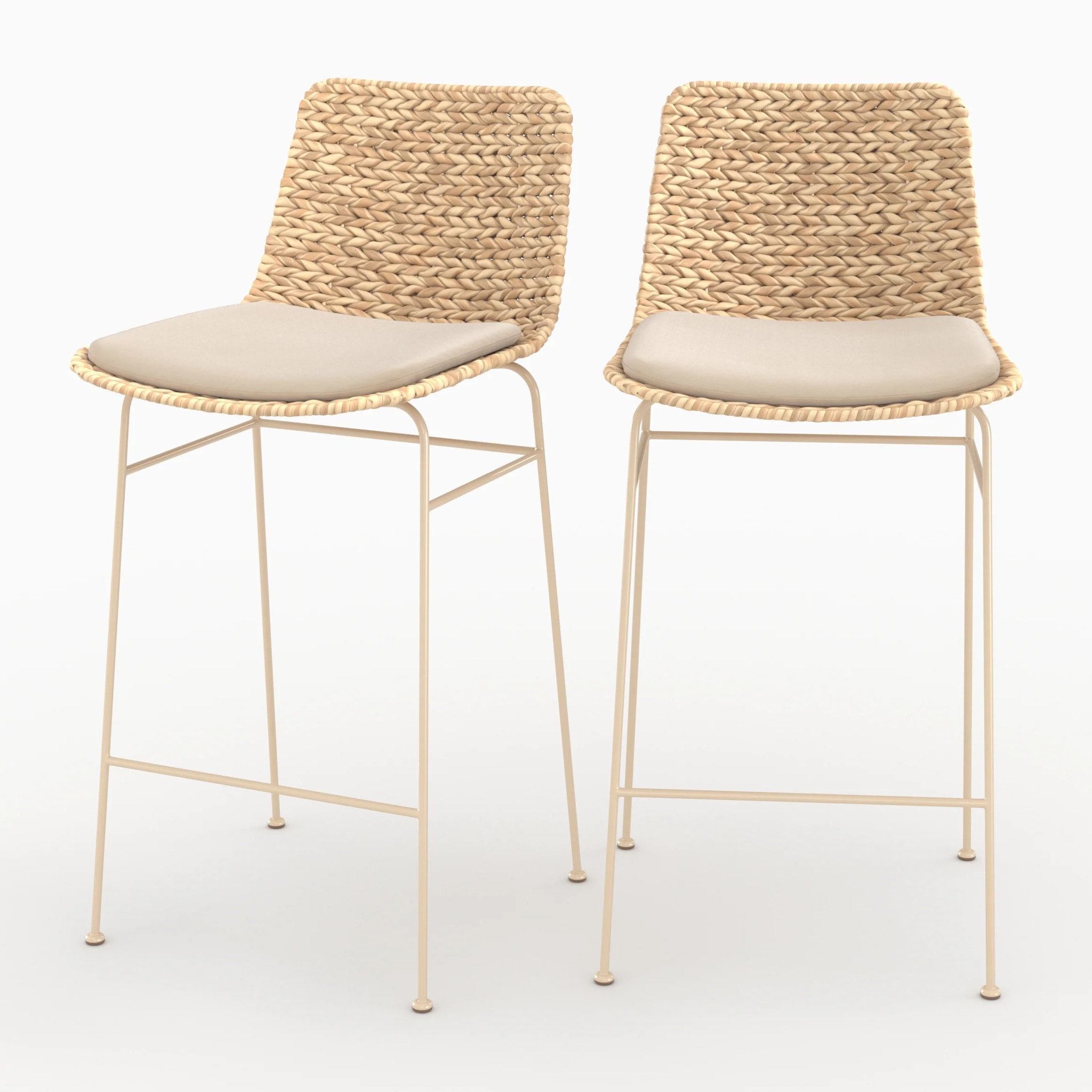 Lot de 2 chaises pour îlot central 66 cm en matière naturelle - Faro