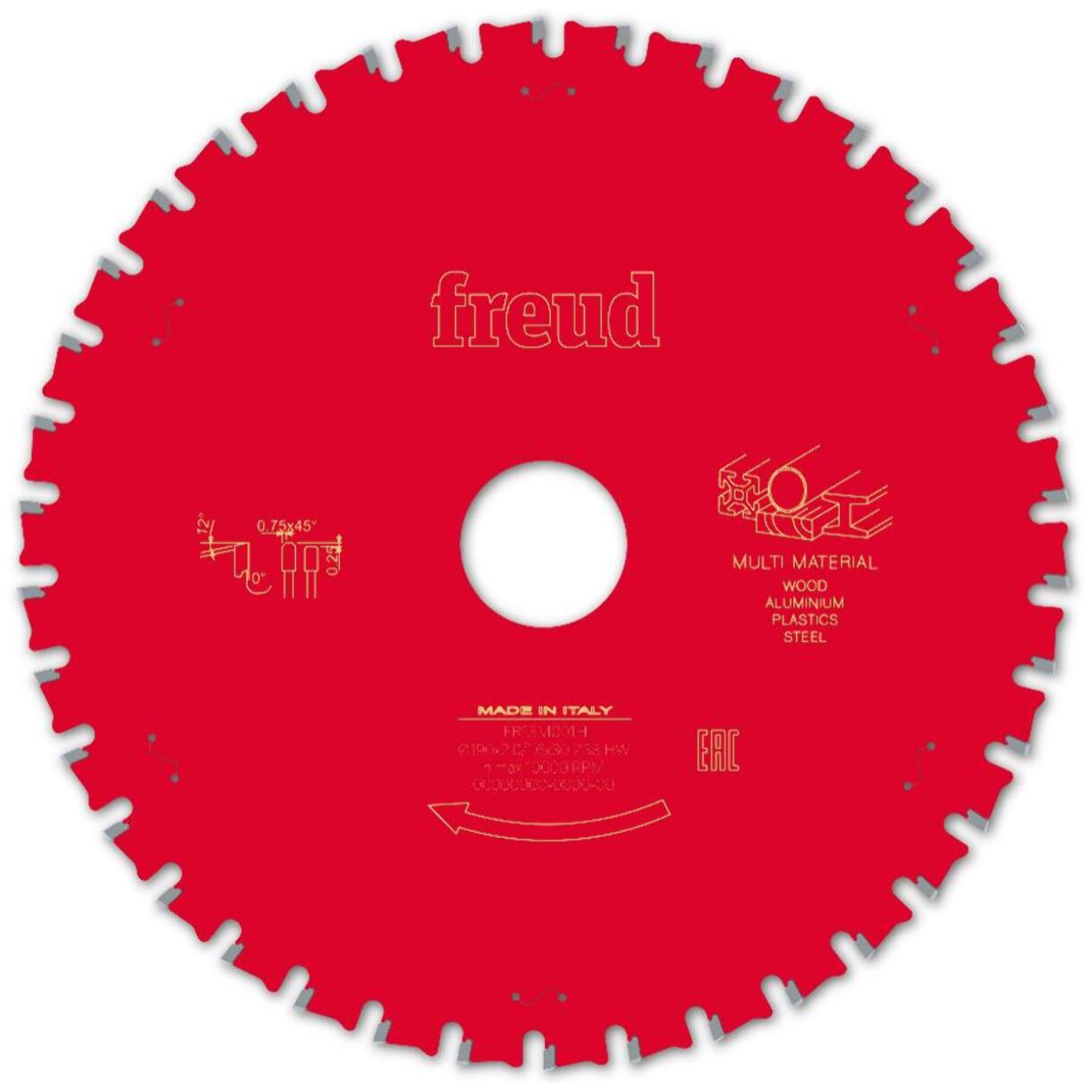Lame pour scie circulaire portative FREUD - Ø190 2/1,6 AL30 Z38 TPB 0° - F03FS10041 -FR13M001H
