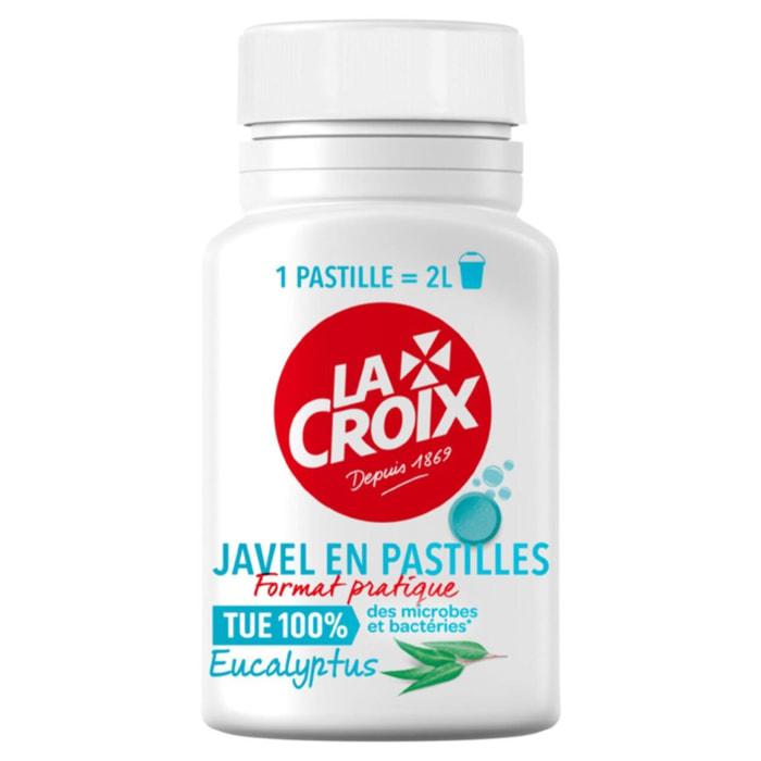 Lot de 24 boites de Javel en Pastilles La Croix 5 en 1 Désinfectant Fraîcheur Mentholée - Boite de 40 pastilles