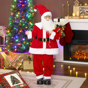 Figurine de Père Noël, debout de Père Noël rouge traditionnelle 120 cm, commande vocale, lumières LED scintillantes, musique, bras pliables, pour les décorations d'intérieur et de fête