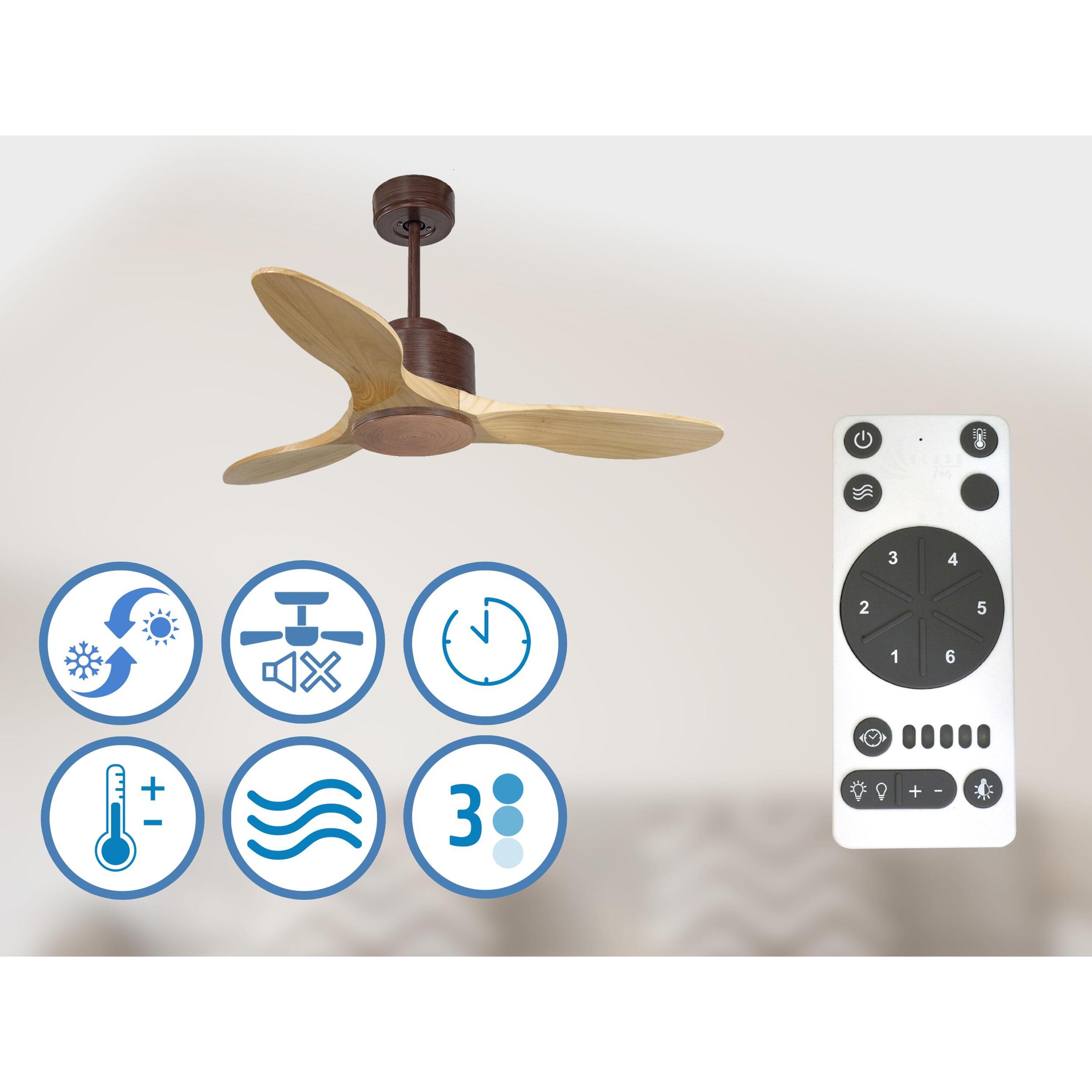 Ventilateur de plafond ø106 cm avec Wifi Réversible Hypersilence 40   W brun