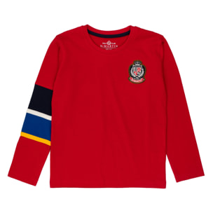 T-shirt con ricamo logo e fasce sulla manica