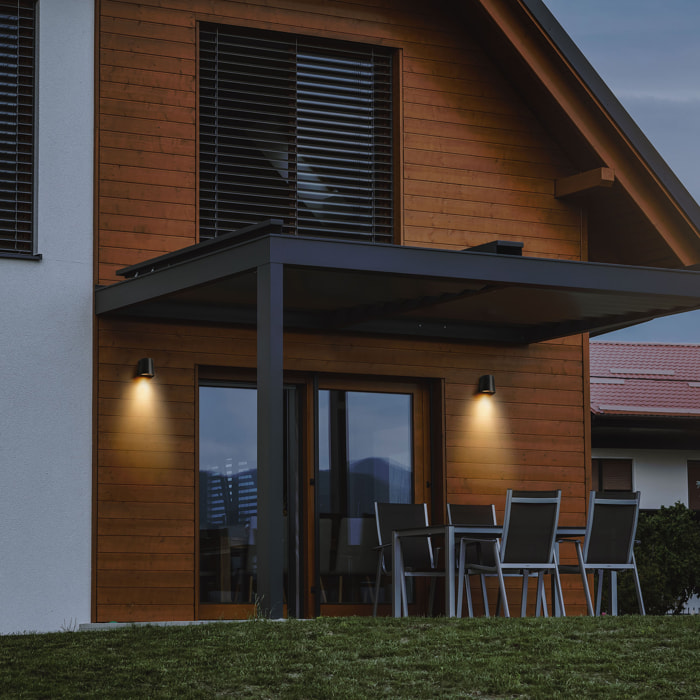 Forlight Prisma - Aplique de Pared Exterior GU10 Luz Hacia Abajo para Jardín y Terraza IP65 de Color Negro