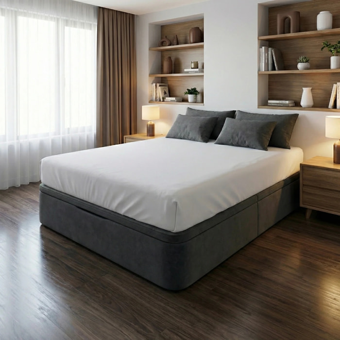 Canapé abatible tela, gran capacidad y alta durabilidad Montaje incluido