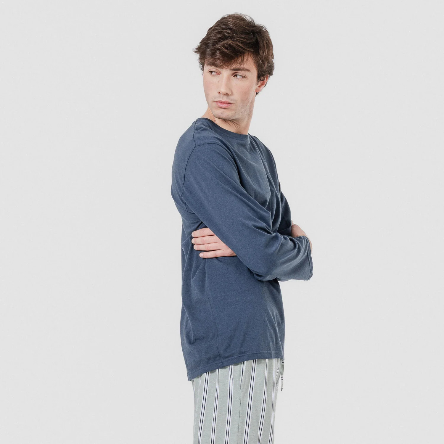 Pigiama lungo in cotone revilla, blu navy