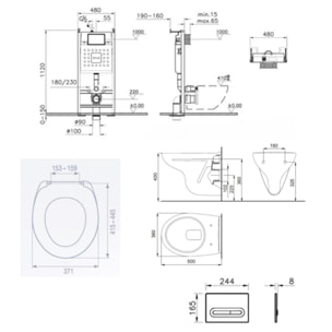 Pack WC Bâti-support autoportant V-Fix Core + WC suspendu Jika Neo avec abattant + Plaque noire mat (VFTFSLPRO6)