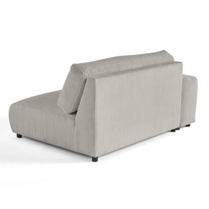 Garance - module d'assise 2 places avec accoudoir gauche - en velours côtelé - Gris clair