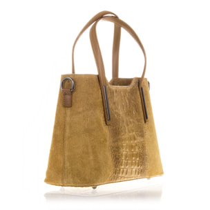 Fiesole Bolso tote Mujer.Piel auténtica Gamuza Grabado Cocodrilo
