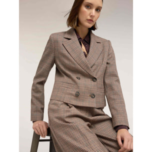 Motivi - Giacca corta doppiopetto fantasia check - Beige