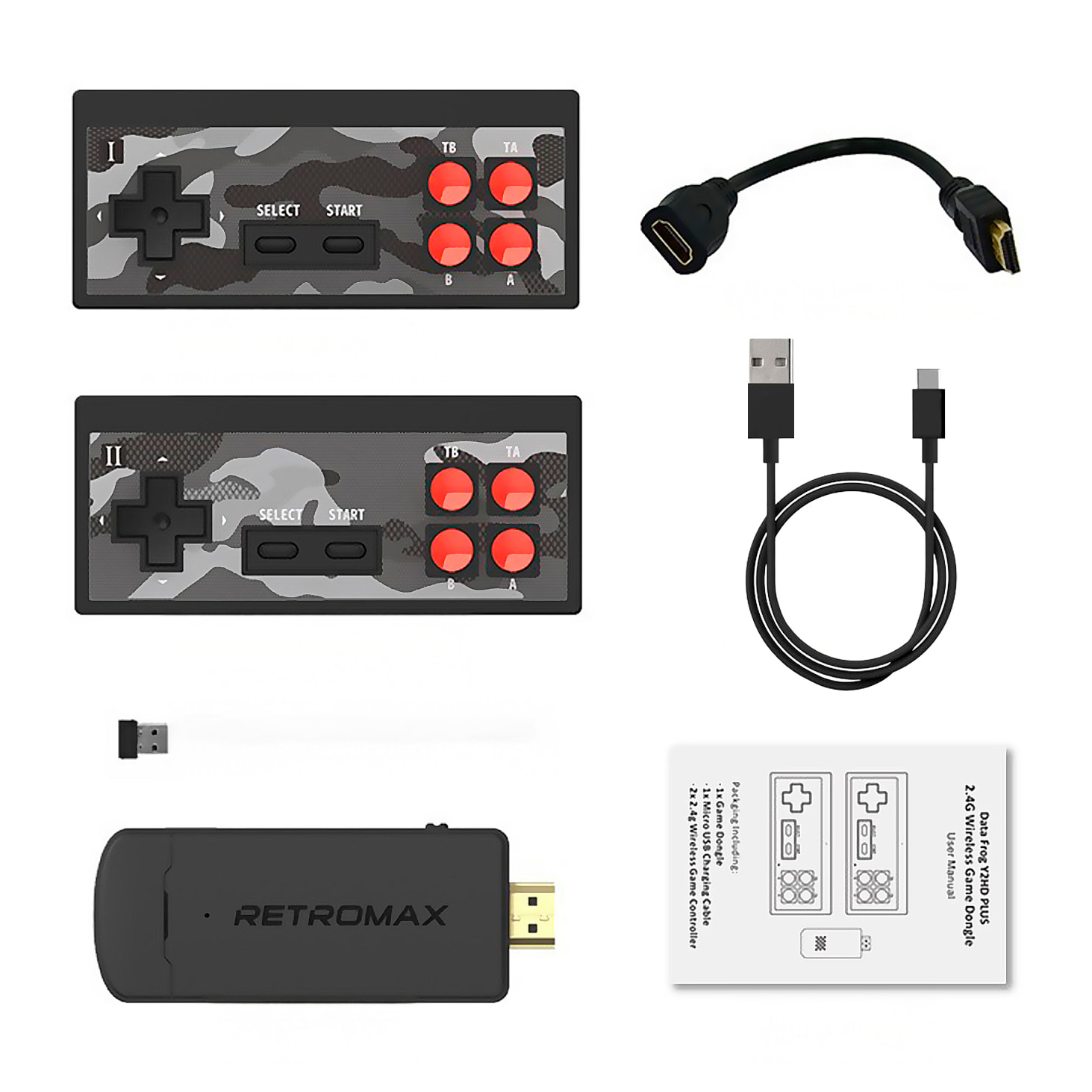 Consola videojuegos Y2 PLUS conexión a tu pantalla TV. Soporta 4K. Incluye 1800 juegos.