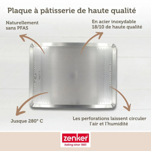 Plaque à pâtisserie perforée 40 x 30 cm en acier inoxydable Zenker Special Cooking