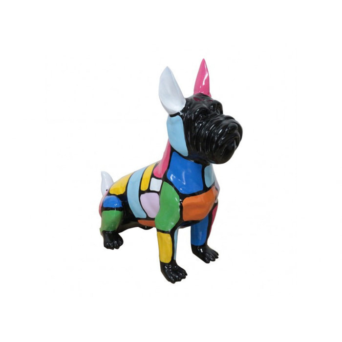 Statue chien scottish terrier patchwork multicolore H46cm - STREETY