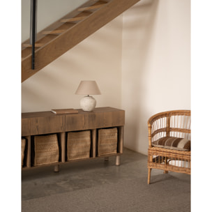 Buffet avec 4 tiroirs en bois de placage de frêne naturel en teinte noisette de 176x40cm Hauteur: 75 Longueur: 176 Largeur: 40