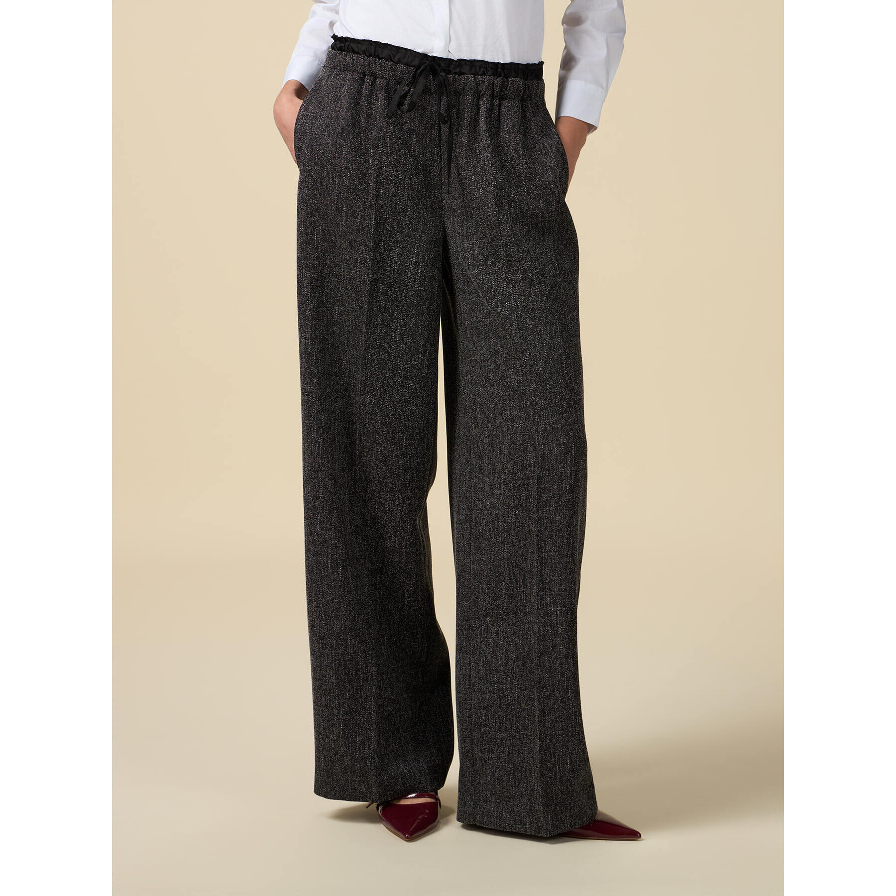 Oltre - Pantalón jogger modelo palazzo - Gris