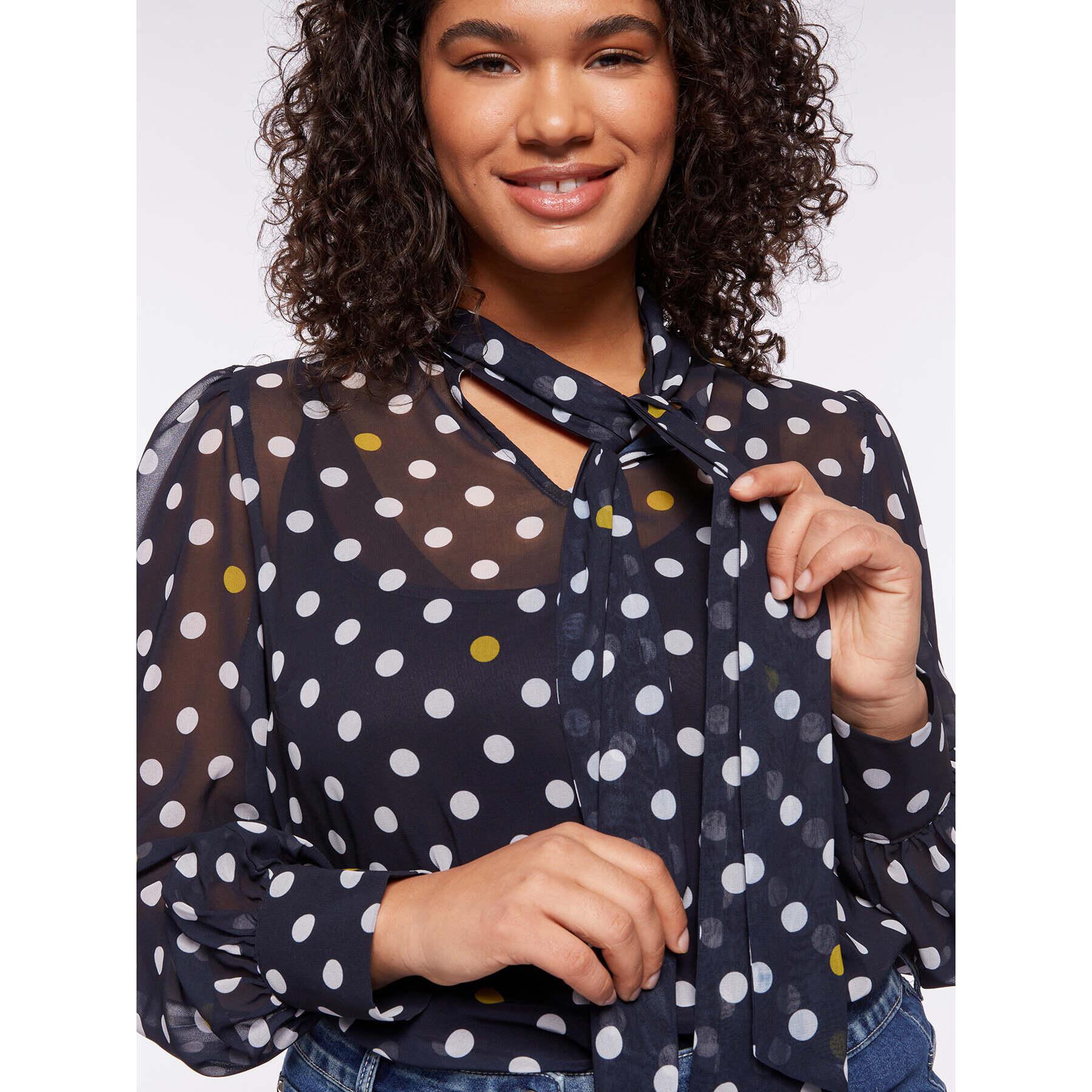 Fiorella Rubino - Blusa a pois con fusciacca - Blu