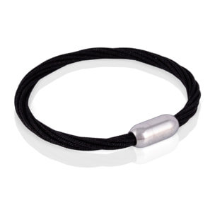 Pack de 4 pulseras multihebra entrelazadas de hilo de nylon verde, negro, dorado y blanco con cierre magnético de cobre.