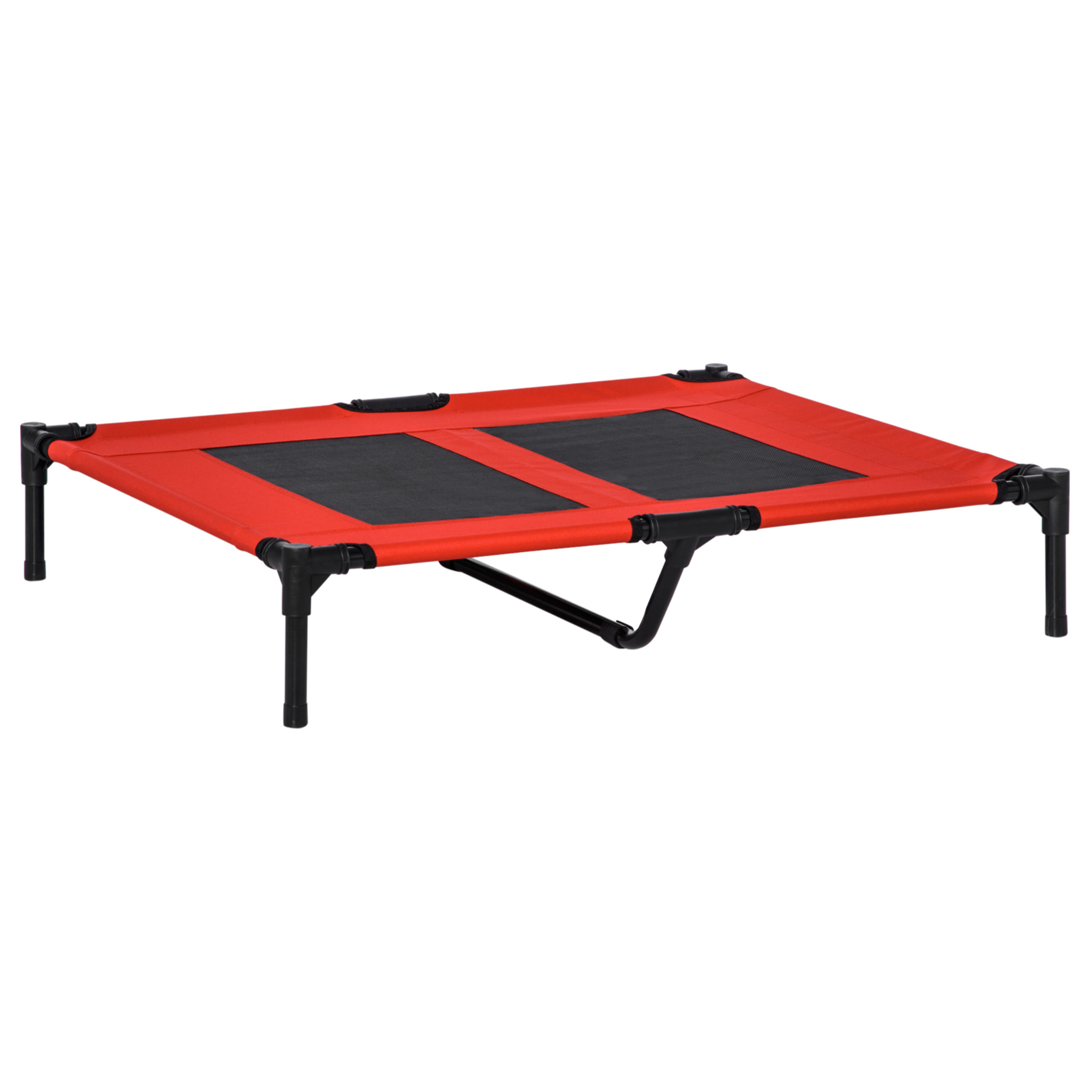 Lit pour chien chat lit de camp grand confort sur pieds tissu oxford textilène micro-perforé 92L x 76l x 18H cm rouge noir