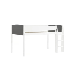 Lit mezzanine en bois pour enfant "Alia" - 90 x 190 cm - Blanc/Gris