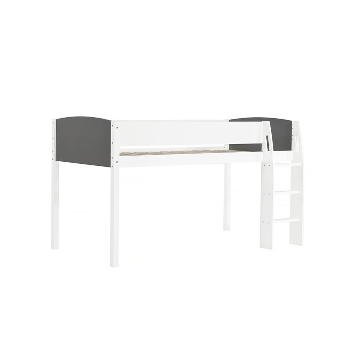 Lit mezzanine en bois pour enfant "Alia" - 90 x 190 cm - Blanc/Gris