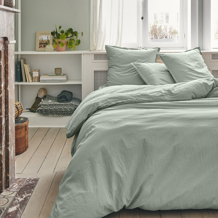 Housse de couette unie en coton, Made in France, TOUT DOUX , Vert Aloe