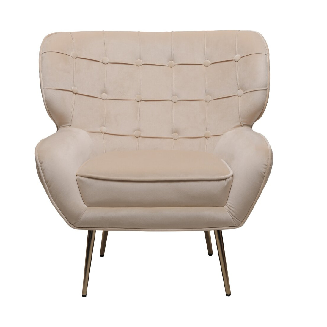 Fauteuil en velours "Austin" - 79 x 71 x 79.5 cm - Beige