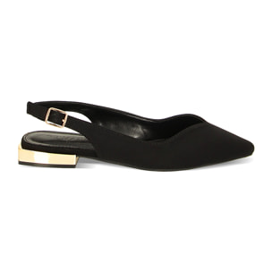 Ballerine slingback donna nere in tessuto