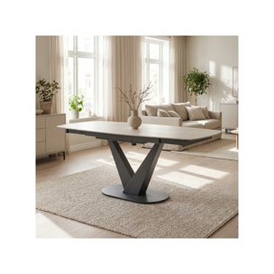 Table extensible ovale 120/180 en céramique effet bois - VESSEL