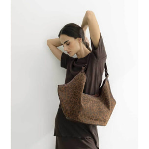 Bolso de hombro leopardo con cierre de imán