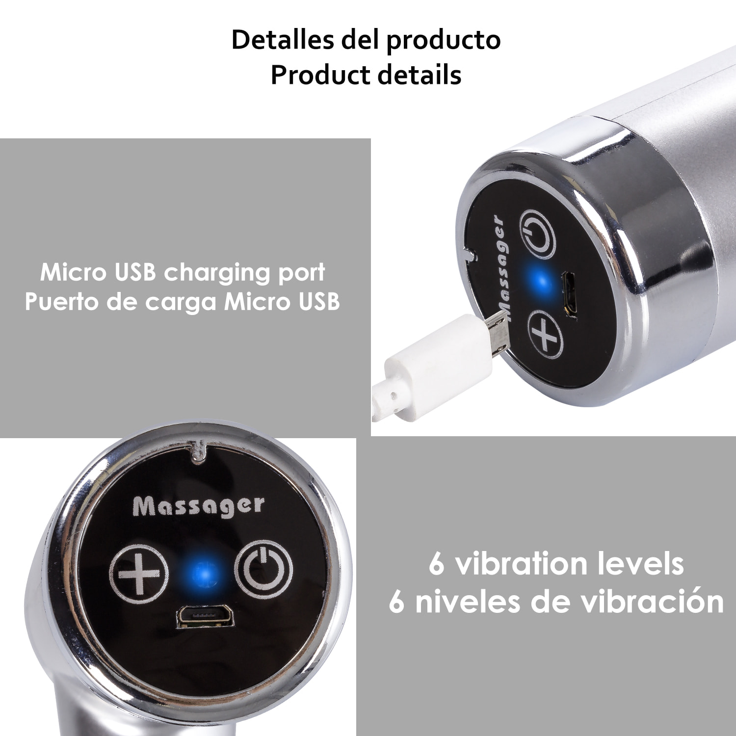 Mini pistola per massaggio muscolare Fascia Gun SJ-8200. 6 livelli di intensità.