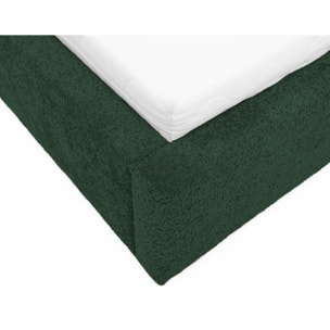 Orane - lit coffre - 160x200 cm - en tissu bouclette - Vert