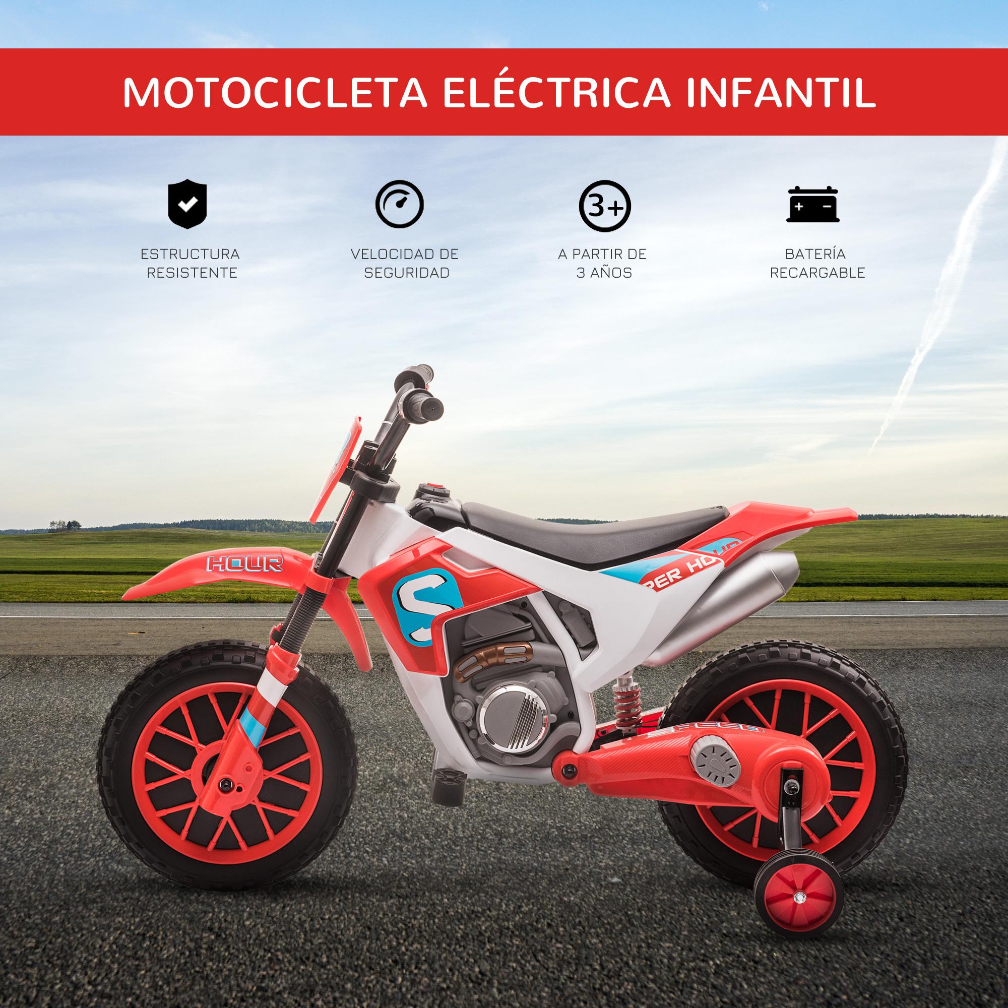 Moto Eléctrica para Niños +3 Años 12V Velocidad Máx 8 km/h 106,5x51,5x68cm Rojo