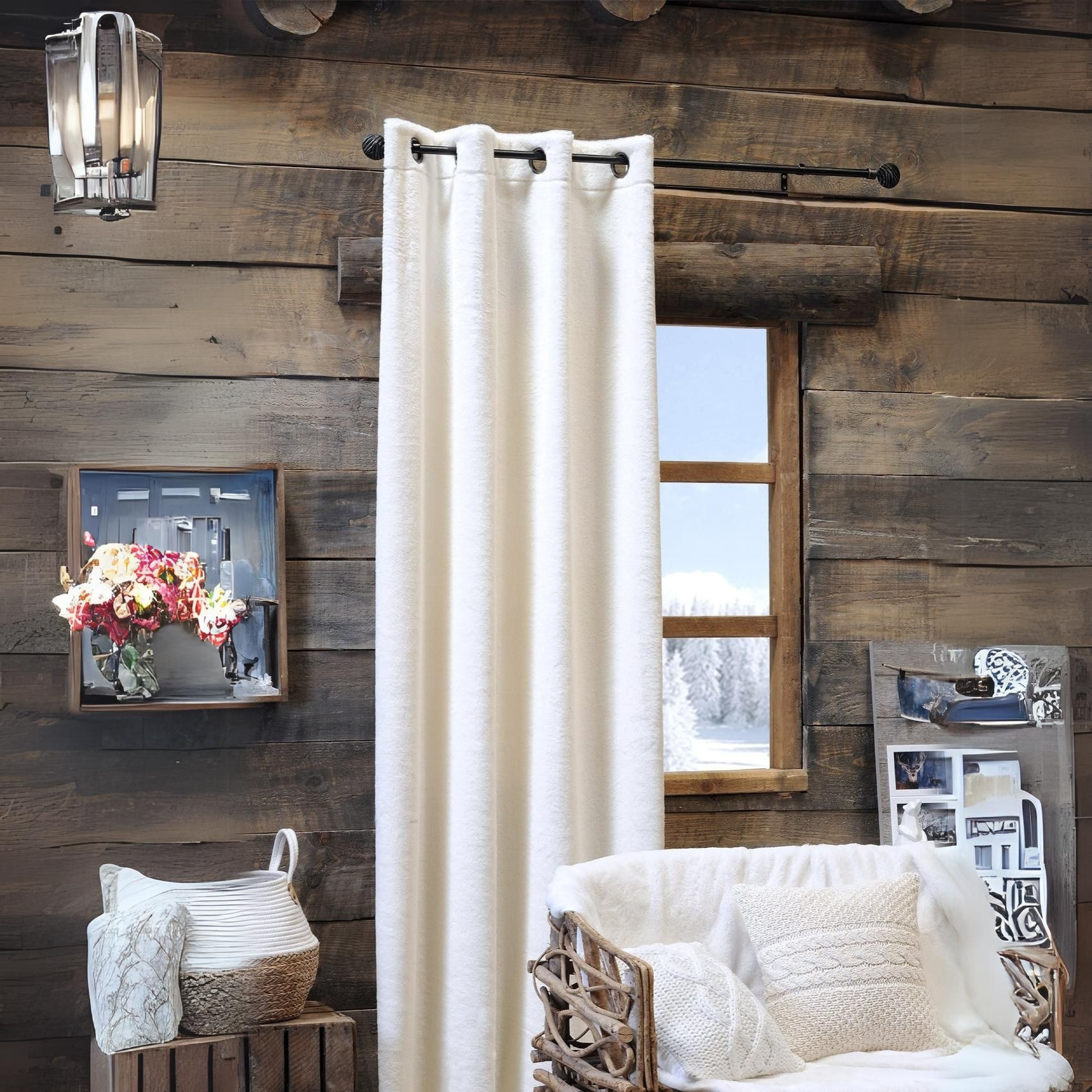 Rideau cocooning en imitation fourrure - Blanc