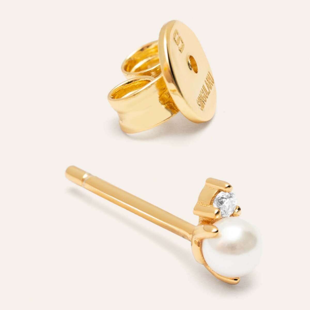 Pendiente Suelto Pearl Spark Plata Baño Oro