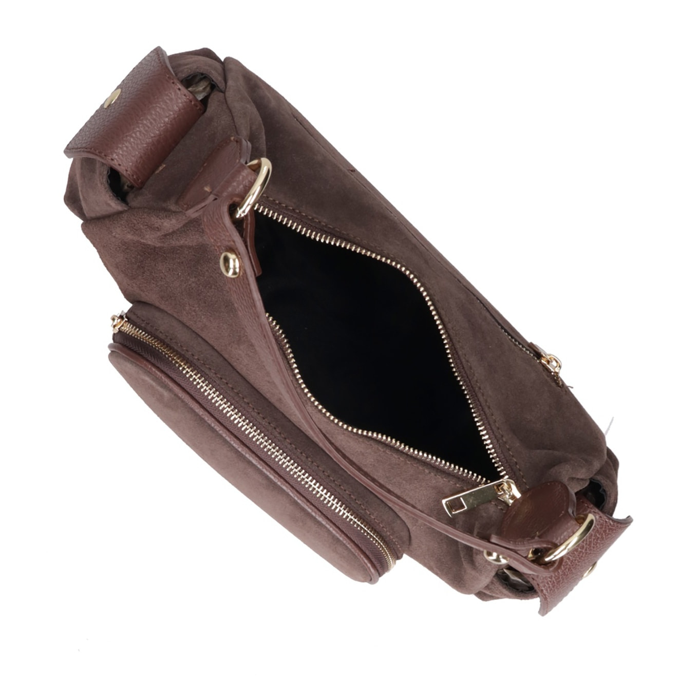 Borsa a spalla da donna Made in Italy - Modello Ardena - Pelle scamosciata - 30.0 x 17.0 x 12.0 cm