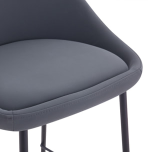 Lot de 2 chaises pour îlot central 65 cm en cuir synthétique gris - Misty